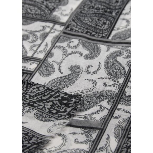 NWT SOYA CONCEPT IMOA Black & Grey Paisley Print Scarf - Picture 2 of 2
